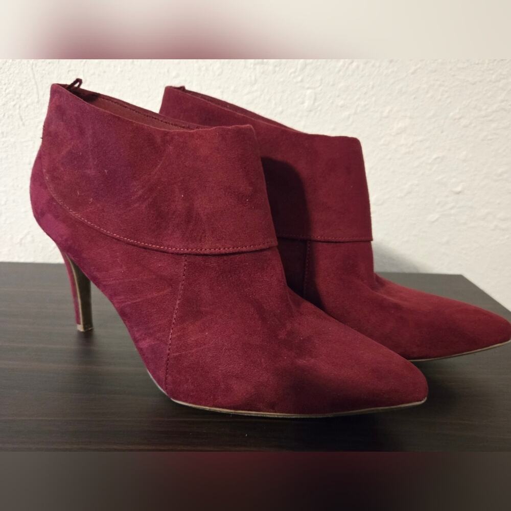 Old Navy Red Ankle Booties with Layered Detail